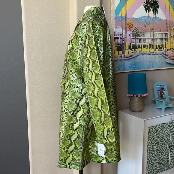 NOIZE Neon Lime Maya Faux SnakeskinTrench Coat NWT - Picture 5 of 15